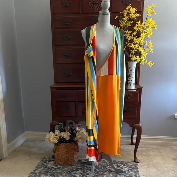 Tory Burch Colourful Striped Sleeveless Bettina Dress Size 12 - Picture 14 of 16